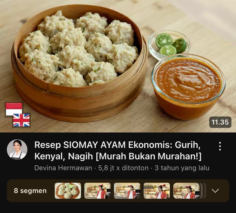 Thumbnail YouTube Chef Devina